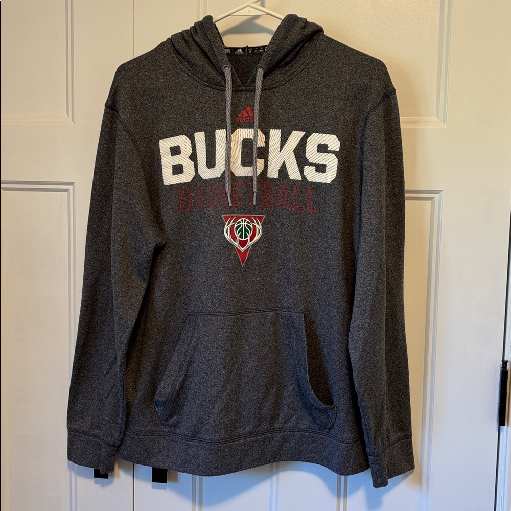 Adidas Gray Bucks Basketball Hoodie
